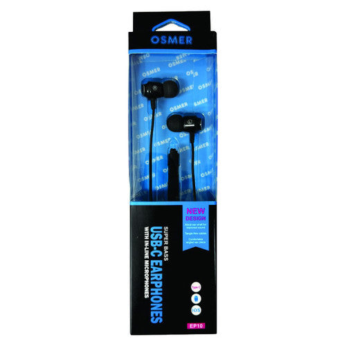 Osmer Earphone USB-C with Microphone Black
