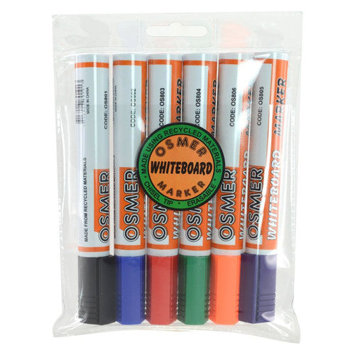 Osmer Whiteboard Marker Chisel Tip Assorted Wallet of 6 Pack of 12