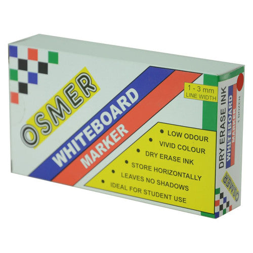 Osmer Whiteboard Marker Fine Bullet Tip Red Box of 144