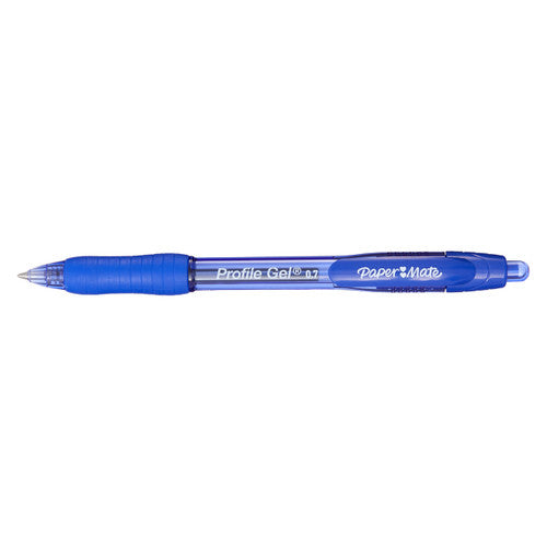 Papermate Profile Retractable Gel Pen Medium 0.7mm Blue Box of 12