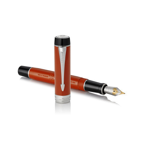 Parker Duofold Classic Fountain Pen Big Red Vintage and Palladium Trim Medium Nib
