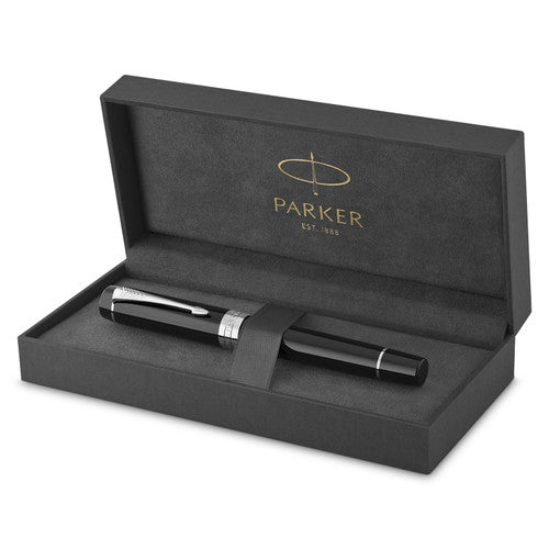 Parker Duofold Classic Fountain Pen Black and Palladium Trim Medium Nib