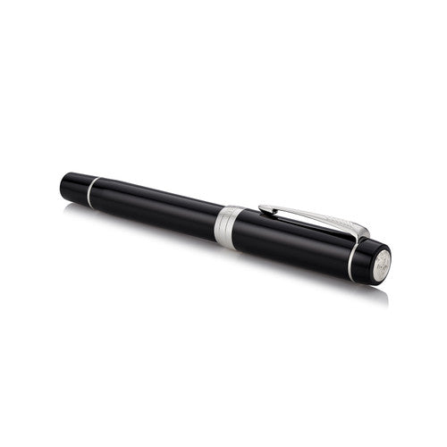 Parker Duofold Classic Fountain Pen Black and Palladium Trim Medium Nib