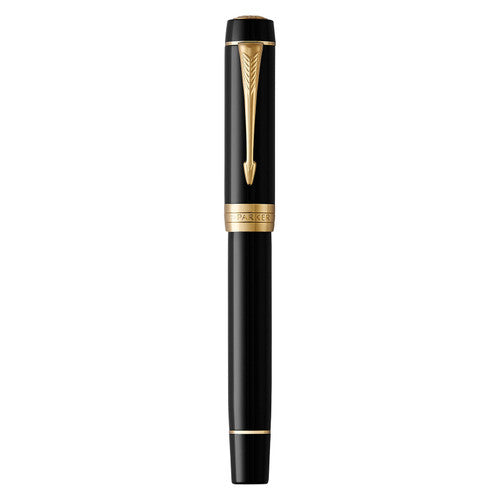 Parker Duofold Classic Fountain Pen Black and Gold Trim Medium Nib