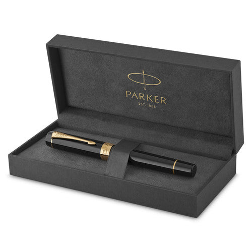 Parker Duofold Classic Fountain Pen Black and Gold Trim Medium Nib