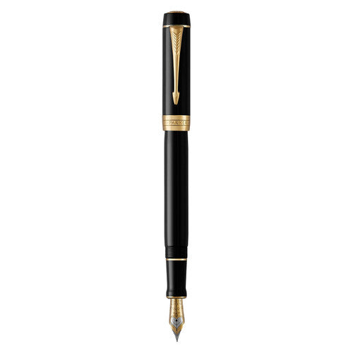 Parker Duofold Classic Fountain Pen Black and Gold Trim Medium Nib