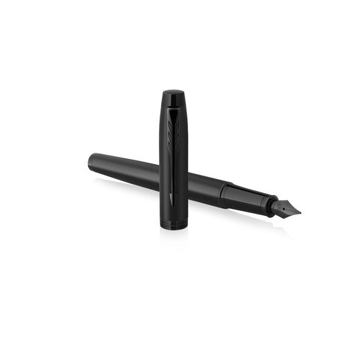 Parker IM Achromatic Fountain Pen Matte Black Lacquer Black Trim Medium Nib