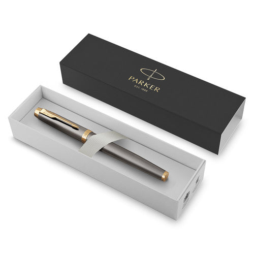 Parker IM Fountain Pen Grey Lacquer and Gold Trim Medium Nib