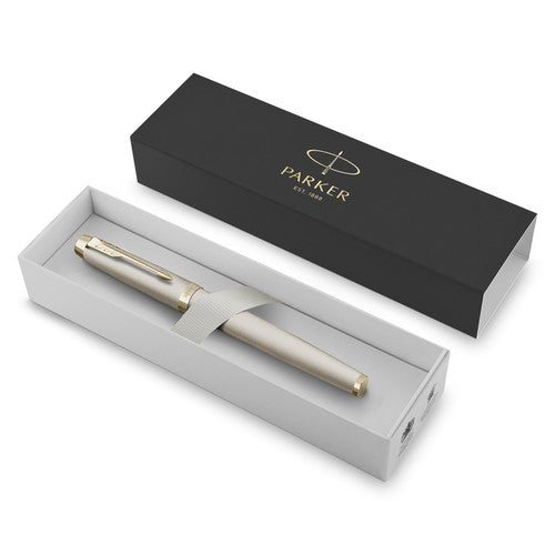 Parker IM Monochrome Fountain Pen Champagne Stainless Steel Medium Nib
