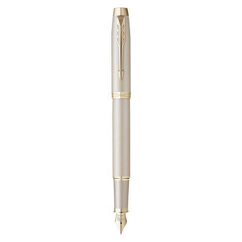 Parker IM Monochrome Fountain Pen Champagne Stainless Steel Medium Nib