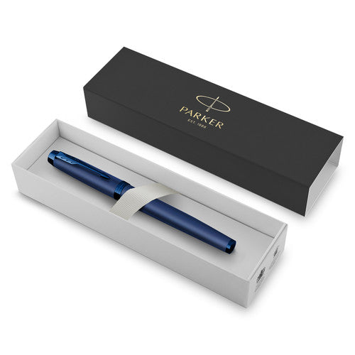 Parker IM Monochrome Fountain Pen Blue Stainless Steel Medium Nib