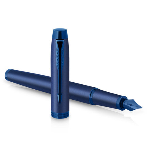 Parker IM Monochrome Fountain Pen Blue Stainless Steel Medium Nib