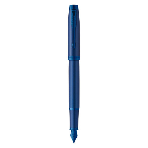 Parker IM Monochrome Fountain Pen Blue Stainless Steel Medium Nib