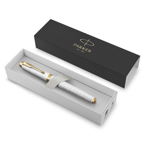 Parker IM Premium Fountain Pen Pearl Lacquer and Gold Trim Fine Nib