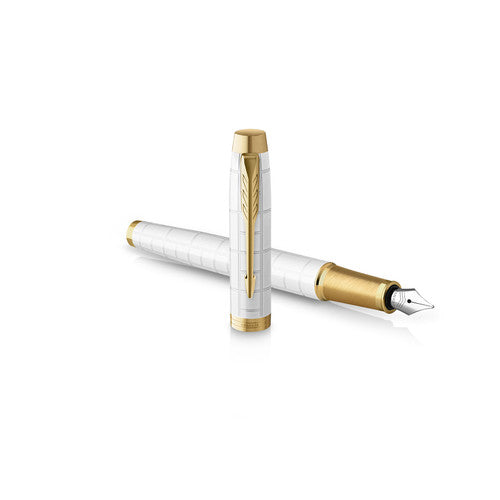 Parker IM Premium Fountain Pen Pearl Lacquer and Gold Trim Fine Nib