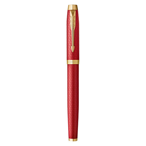 Parker IM Premium Fountain Pen Red Lacquer and Gold Trim Fine Nib