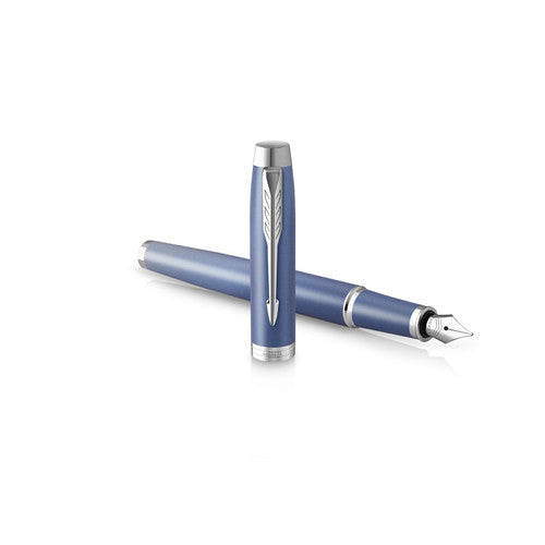 Parker IM Writing Rituals Fountain Pen Blue Lacquer and Chrome Trim Medium Nib
