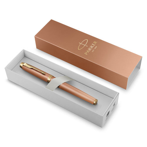 Parker IM Writing Rituals Fountain Pen Orange Lacquer and Gold Trim Medium Nib