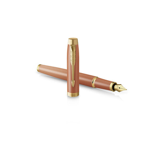 Parker IM Writing Rituals Fountain Pen Orange Lacquer and Gold Trim Medium Nib