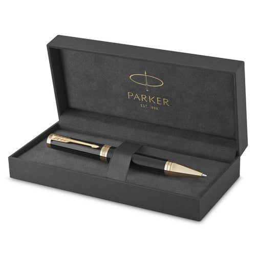 Parker Ingenuity Ballpoint Pen Black Lacquer and Gold Trim Medium Tip