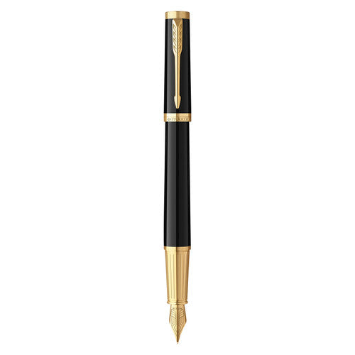Parker Ingenuity Fountain Pen Black Lacquer and Gold Trim Fine Nib