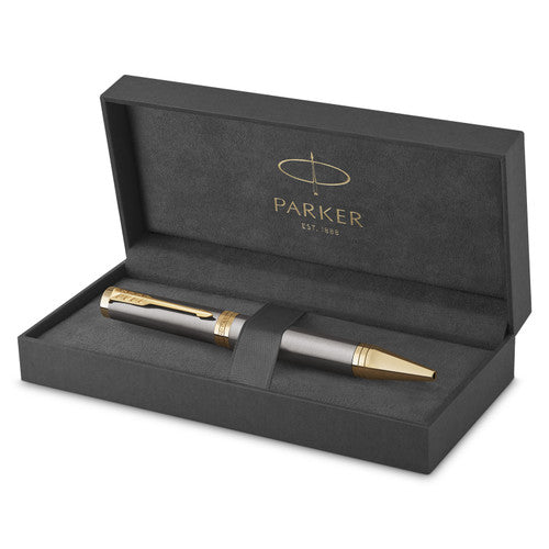 Parker Ingenuity Ballpoint Pen Grey Lacquer and Gold Trim Medium Tip
