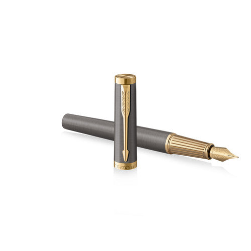 Parker Ingenuity Fountain Pen Grey Lacquer and Gold Trim Fine Nib