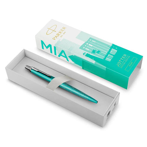 Parker Jotter SE Global Icons Ballpoint Pen Miami Turquoise Lacquer and Chrome Trim Medium Tip