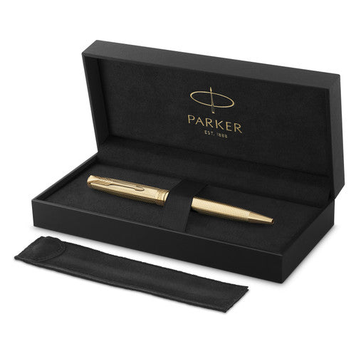 Parker Sonnet Cisele Ballpoint Pen Golden Gold Trim Medium Tip