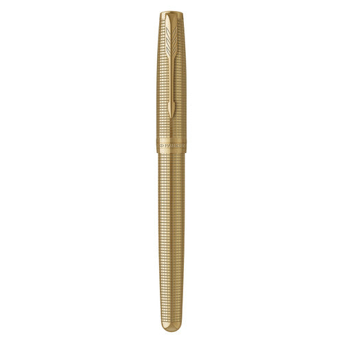 Parker Sonnet Cisele Fountain Pen Golden Gold Trim Fine Nib