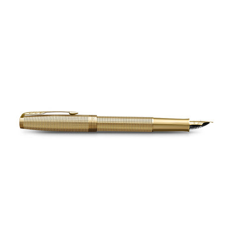 Parker Sonnet Cisele Fountain Pen Golden Gold Trim Fine Nib