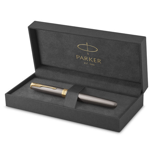 Parker Sonnet Fountain Pen Grey Lacquer and Gold Trim Medium Nib