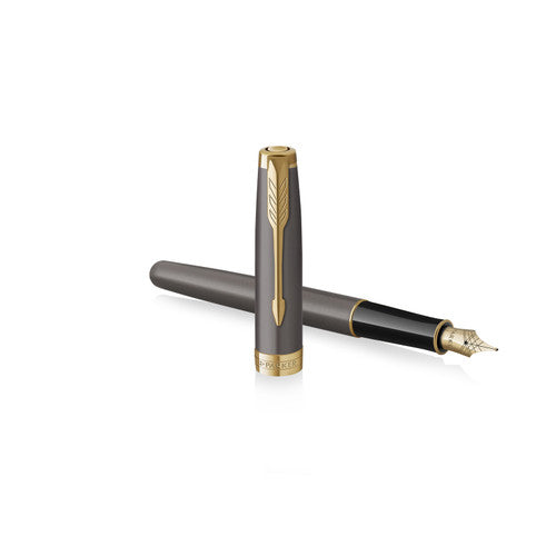 Parker Sonnet Fountain Pen Grey Lacquer and Gold Trim Medium Nib