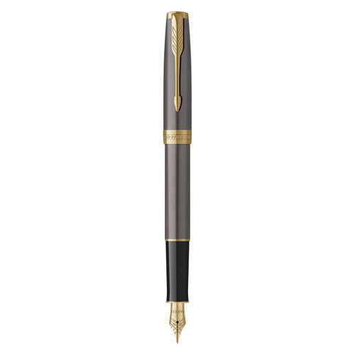 Parker Sonnet Fountain Pen Grey Lacquer and Gold Trim Medium Nib