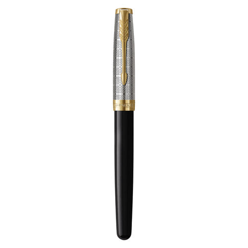 Parker Sonnet Premium Fountain Pen Metal Black Lacquer and Gold Trim Fine Nib