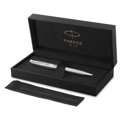 Parker Sonnet Cisele Ballpoint Pen Palladium Chrome Trim Medium Tip