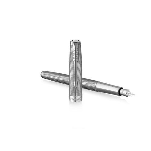 Parker Sonnet Cisele Fountain Pen Palladium Chrome Trim Fine Nib