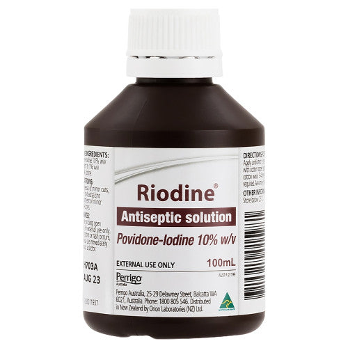 PERRIGO RIODINE 10% POVIDONE IODINE SOLUTION BOTTLE 100ML