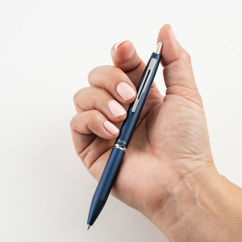 PILOT Acro 1000 Retractable Ballpoint Extra Fine Navy Barrel Silver Accent Black Ink – view 4