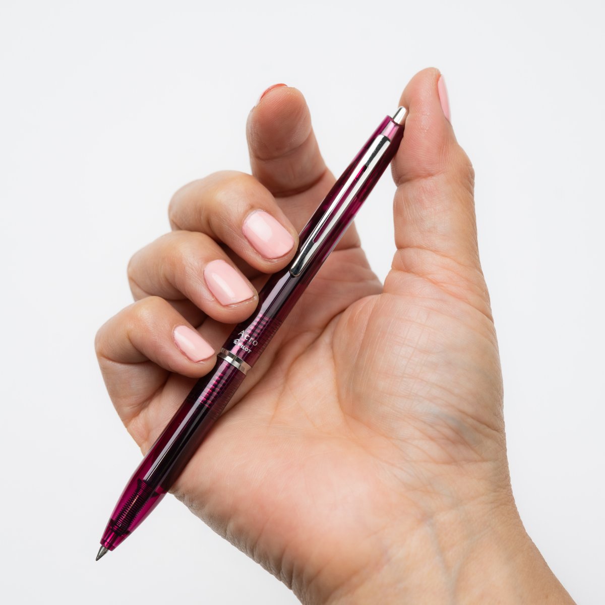 PILOT Acro 300 Hybrid Ballpoint Pen Extra Fine Clear Red Barrel Black Ink Box of 10 – view 2