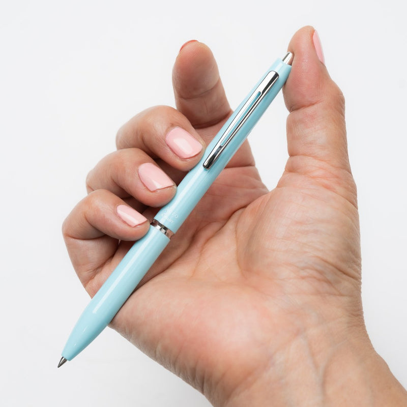 PILOT Acro 300 Hybrid Ballpoint Pen Extra Fine Soft Blue Barrel Black Ink Box of 10 – view 2