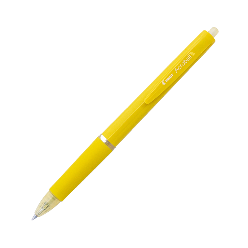 PILOT Acroball 150 Hybrid Retractable Ballpoint Extra Fine Yellow Barrel Black Ink Box of 10