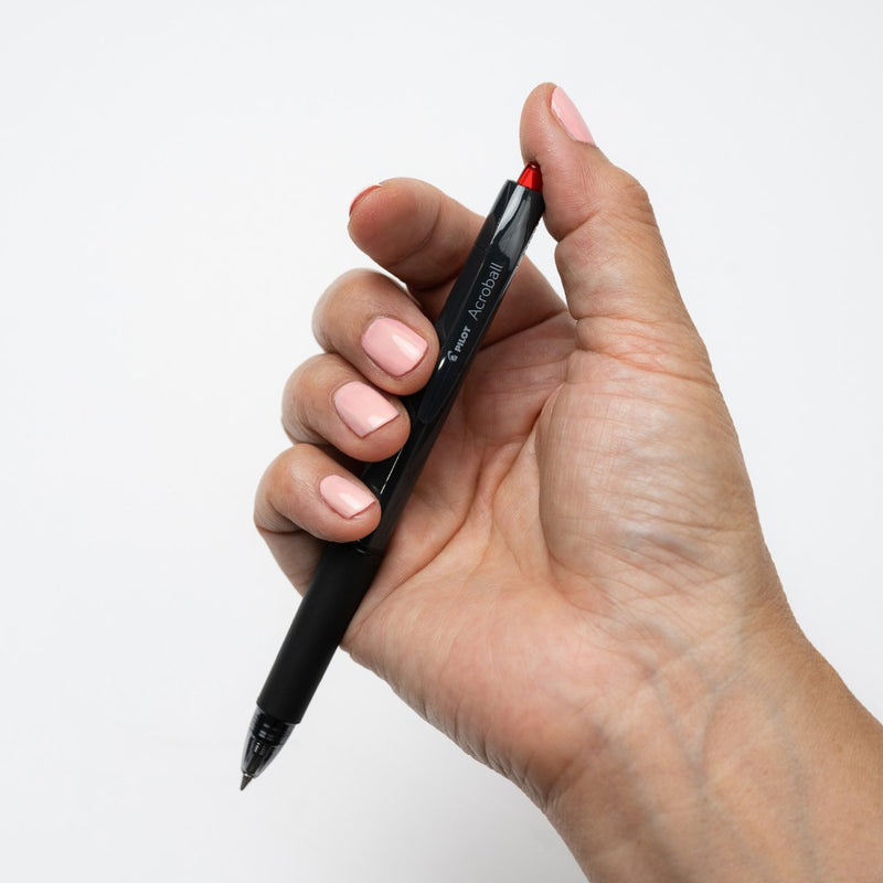 PILOT Acroball 150 Hybrid Retractable Ballpoint Fine Black Barrel Red Ink Box of 10 – view 2
