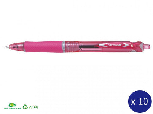 Pilot BegreeN Acroball Retractable Ballpoint Pen Medium Pink Box of 10