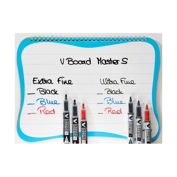 V Board Master S writing sample in black, blue and red