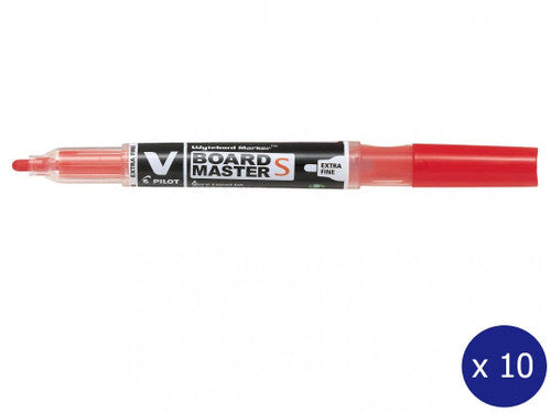 Pilot BegreeN V Board Master S Whiteboard Marker Bullet Extra Fine Red Box of 10