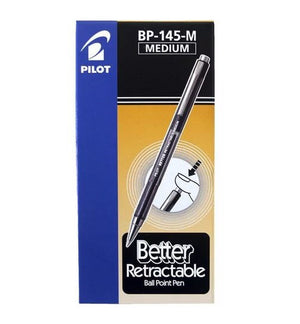 Pilot BP-145 Retractable Ballpoint Pen Medium Black Box of 12