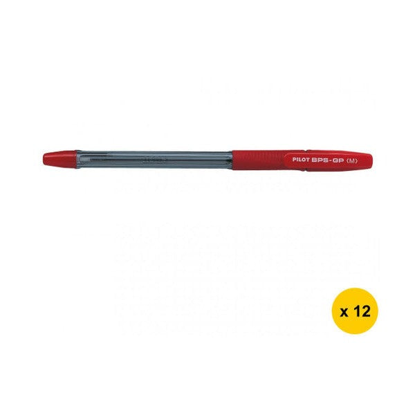Pilot BPS-GP The Ballpoint Stick Grip Pen Medium Red Box of 12
