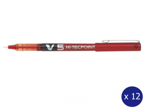 Pilot BX-V5 Hi-Tecpoint Rollerball Pen 0.5mm Red Box of 12