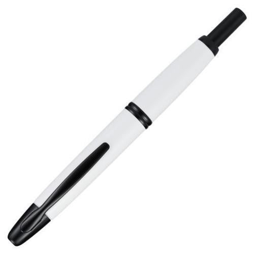 Pilot Capless Black Accent Fountain Pen Gloss White Barrel Medium Nib – view 3